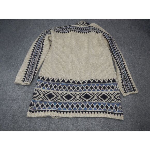 Lucky Brand Aztec Geometric‎ Open Long Cardigan Sweater Womens Small Petite Boho - Picture 11 of 12